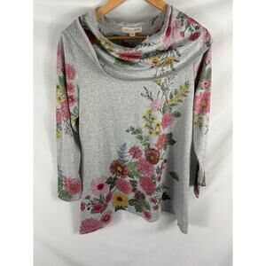 NWT Cactus + Pearl floral Scoop Neck Knit Top Size Medium